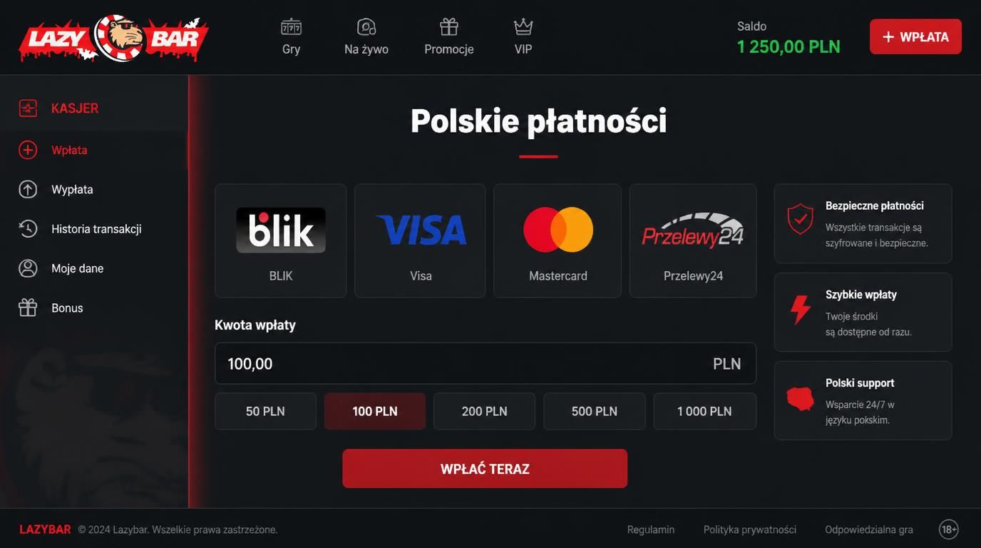 Ikony lokalnych metod płatności ponad ekranem kasjera z PLN